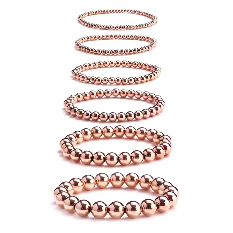 Casual Simple Style Solid Color 304 Stainless Steel Rose Gold Plated Bracelets In Bulk