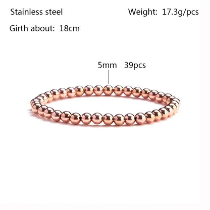 Casual Simple Style Solid Color 304 Stainless Steel Rose Gold Plated Bracelets In Bulk