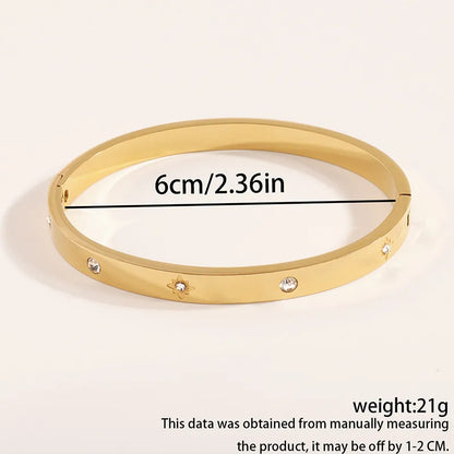 Casual Simple Style Solid Color 304 Stainless Steel Zircon Bangle In Bulk