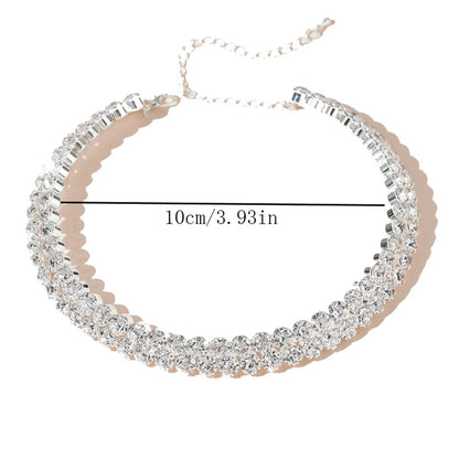 Casual Simple Style Solid Color Alloy Plating Inlay Rhinestones Silver Plated Women's Choker