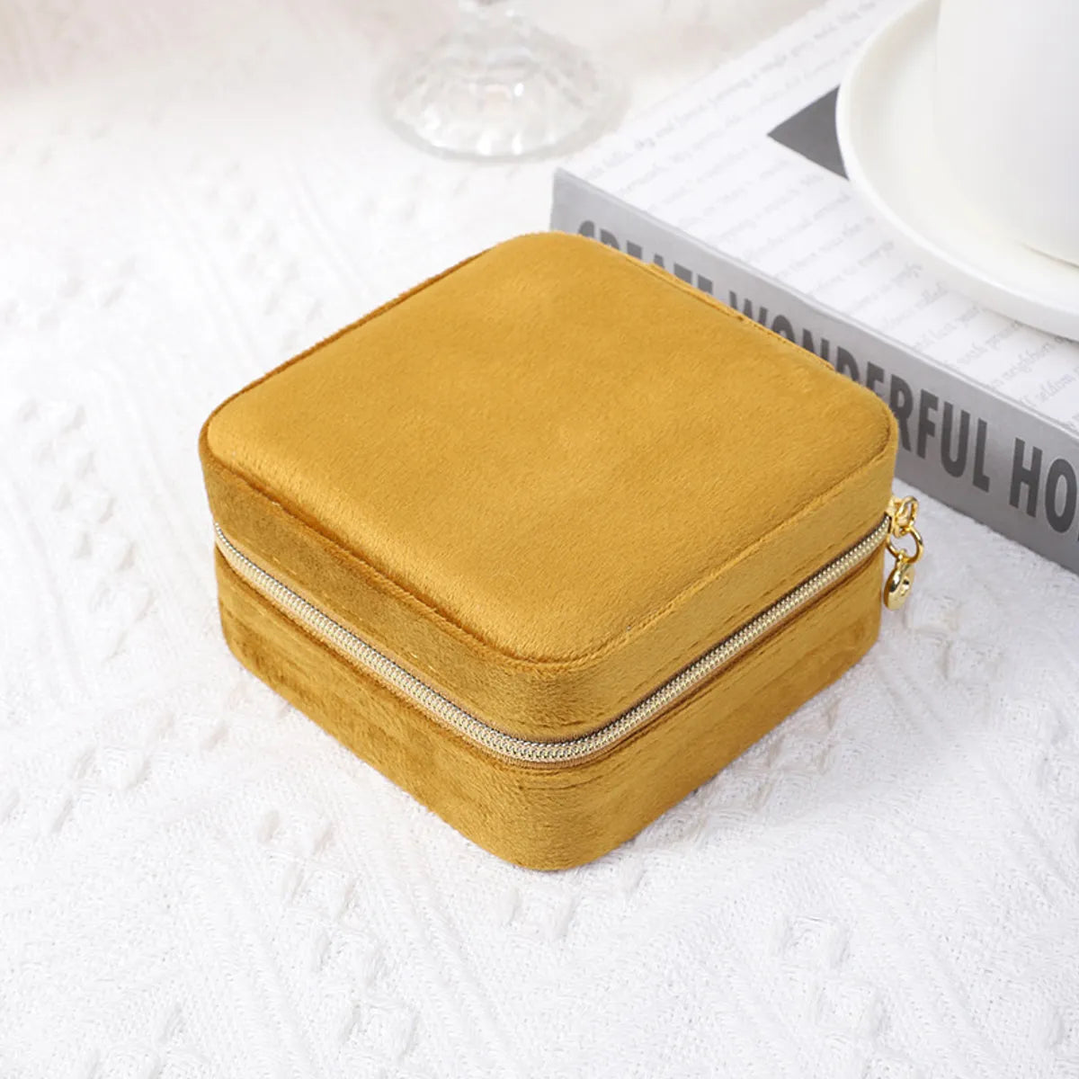 Casual Simple Style Solid Color Cloth Jewelry Boxes