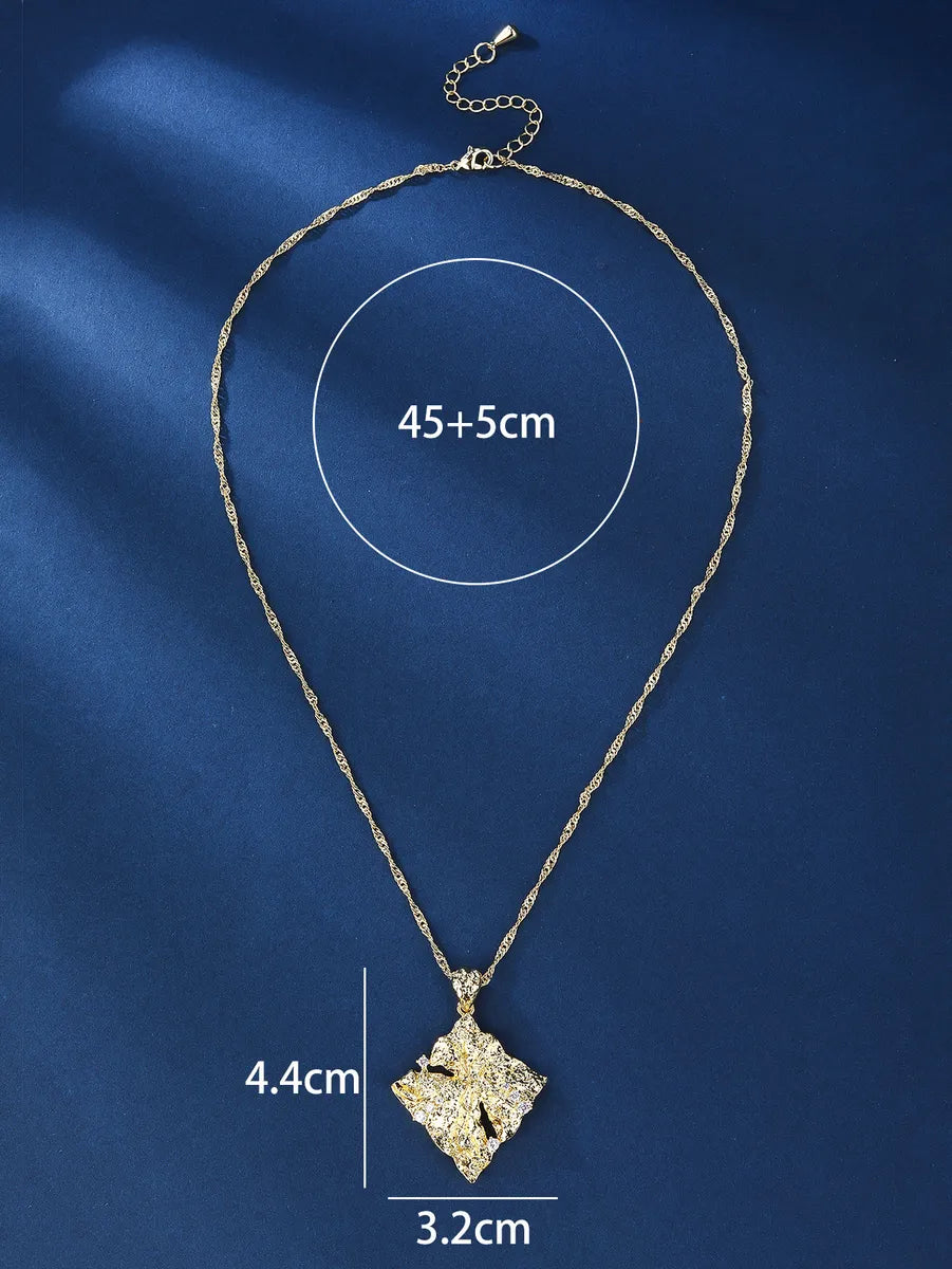 Casual Simple Style Solid Color Copper Plating Inlay Zircon 18k Gold Plated Pendant Necklace