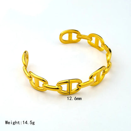 Casual Simple Style Solid Color Flower Butterfly 304 Stainless Steel 18K Gold Plated Bangle In Bulk