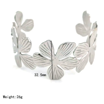 Casual Simple Style Solid Color Flower Butterfly 304 Stainless Steel 18K Gold Plated Bangle In Bulk