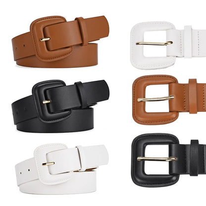 Casual Simple Style Solid Color Pu Leather Alloy Women'S Leather Belts