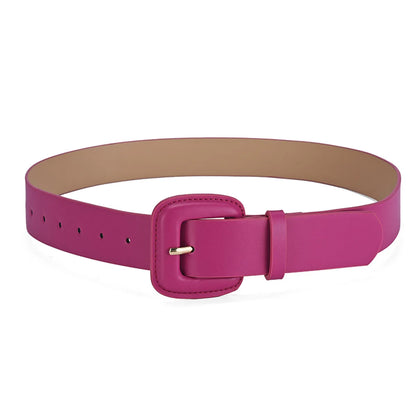 Casual Simple Style Solid Color Pu Leather Alloy Women'S Leather Belts