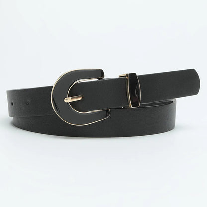 Casual Simple Style Solid Color Pu Leather Alloy Women'S Leather Belts