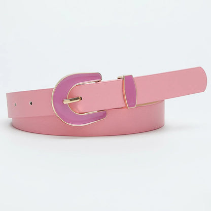 Casual Simple Style Solid Color Pu Leather Alloy Women'S Leather Belts