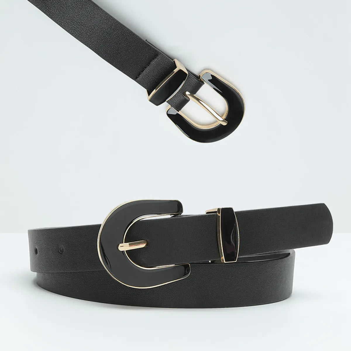 Casual Simple Style Solid Color Pu Leather Alloy Women'S Leather Belts