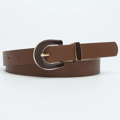 Casual Simple Style Solid Color Pu Leather Alloy Women'S Leather Belts