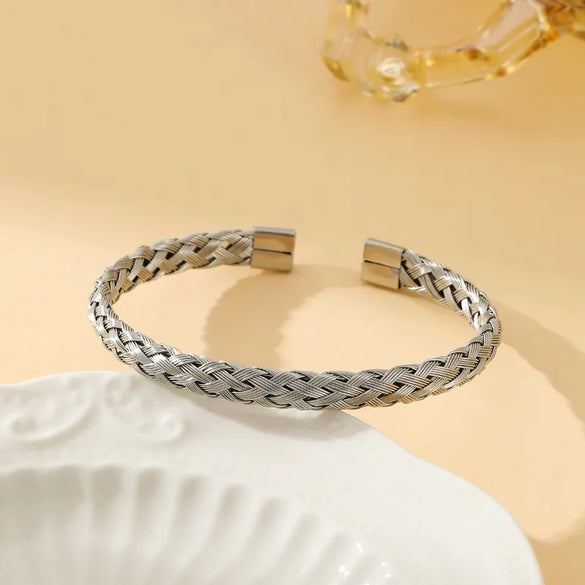 Casual Simple Style Solid Color Solid Color 304 Stainless Steel Braid Unisex Bangle