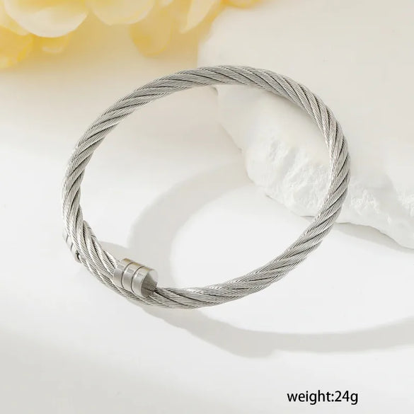 Casual Simple Style Solid Color Solid Color 304 Stainless Steel Braid Unisex Bangle
