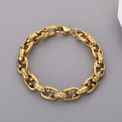 Casual Simple Style Solid Color Stainless Steel 18K Gold Plated Men's Bracelets