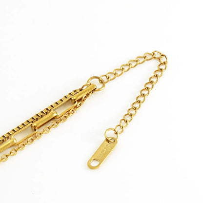 304 Stainless Steel 18K Gold Plated Casual Simple Style Layered Plating Solid Color Titanium Steel Layered Necklaces