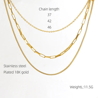 304 Stainless Steel 18K Gold Plated Casual Simple Style Layered Plating Solid Color Titanium Steel Layered Necklaces