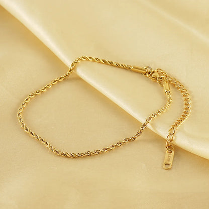 Casual Simple Style Solid Color 304 Stainless Steel Plating Titanium Steel 18K Gold Plated Women'S Anklet