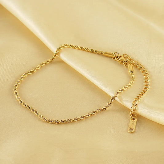 Casual Simple Style Solid Color 304 Stainless Steel Plating Titanium Steel 18K Gold Plated Women'S Anklet