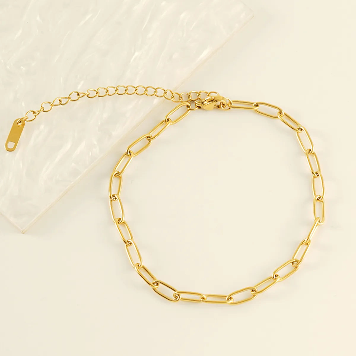 Casual Simple Style Solid Color Stainless Steel Plating 18k Gold Plated Women's Anklet