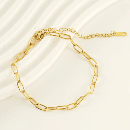 Casual Simple Style Solid Color Stainless Steel Plating 18k Gold Plated Women's Anklet