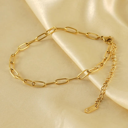 Casual Simple Style Solid Color Stainless Steel Plating 18k Gold Plated Women's Anklet