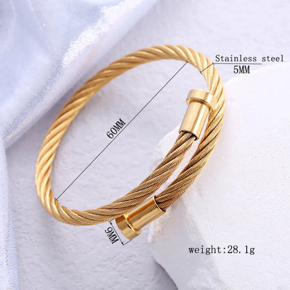 Casual Simple Style Solid Color Stainless Steel Plating Braid Bangle