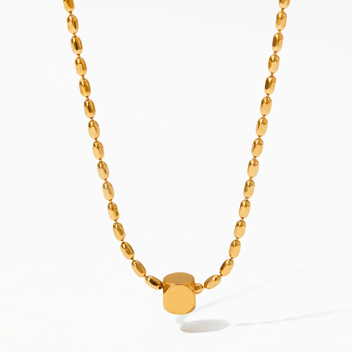 Casual Simple Style Solid Color Stainless Steel Plating Gold Plated Long Necklace Necklace