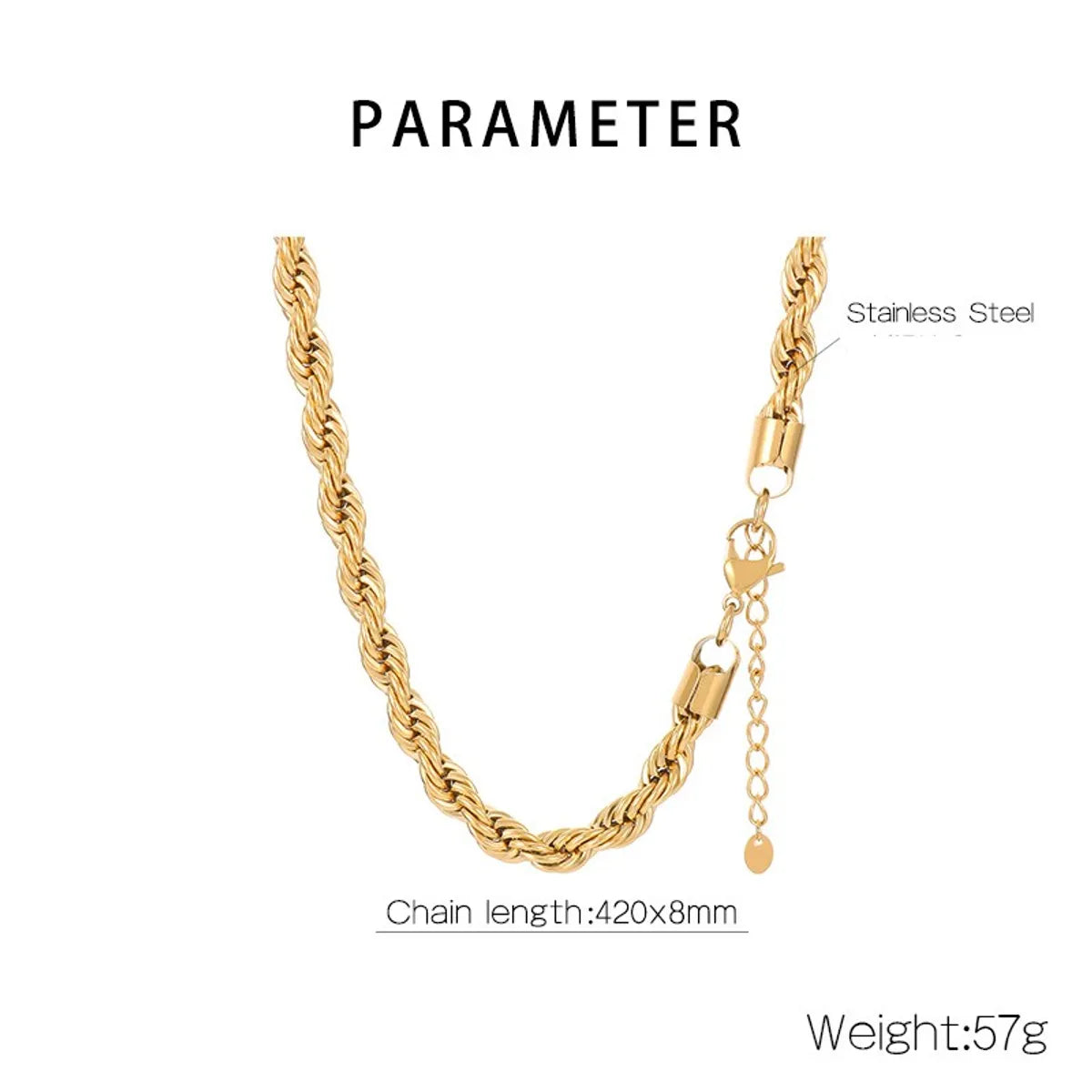 Casual Simple Style Solid Color Stainless Steel Titanium Steel Plating Gold Plated Necklace