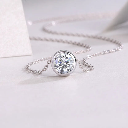 Casual Simple Style Solid Color Sterling Silver Inlay Moissanite Pendant Necklace