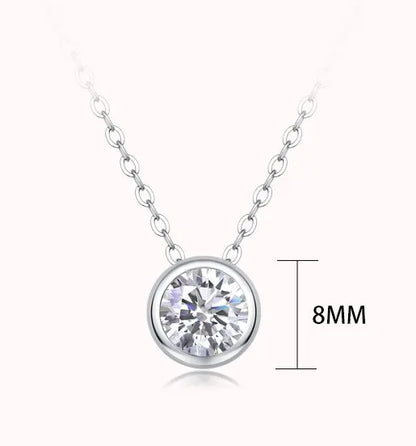 Casual Simple Style Solid Color Sterling Silver Inlay Moissanite Pendant Necklace