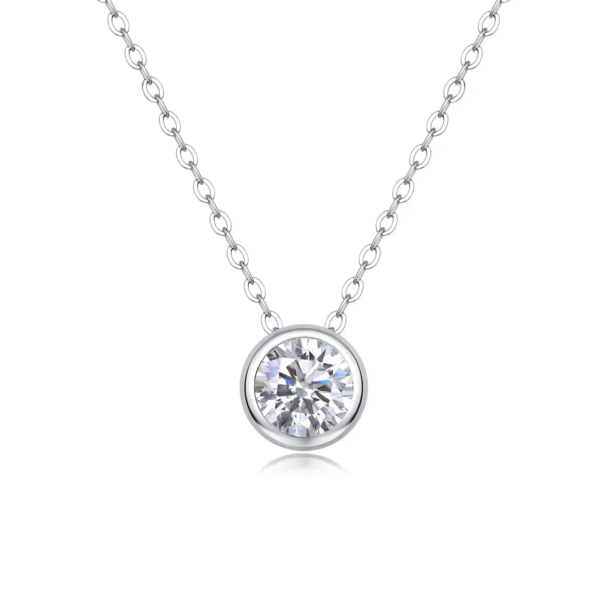 Casual Simple Style Solid Color Sterling Silver Inlay Moissanite Pendant Necklace