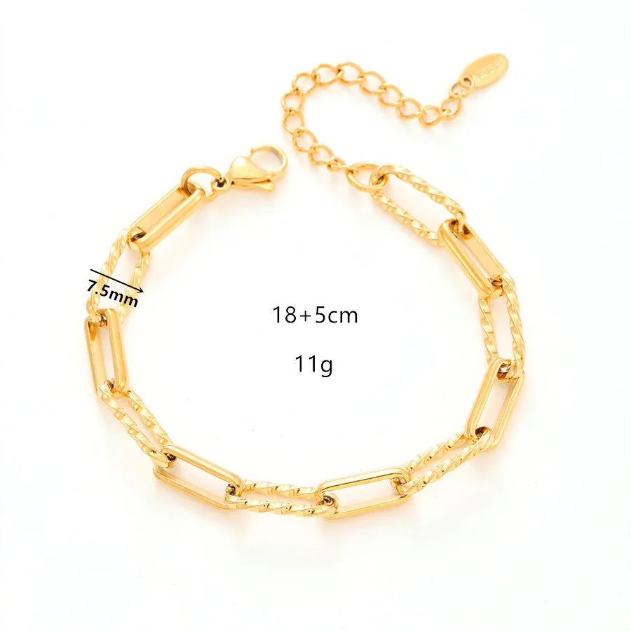 Casual Simple Style Solid Color Titanium Steel 18K Gold Plated Bracelets In Bulk