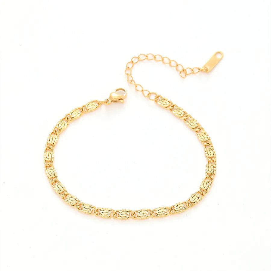 Casual Simple Style Solid Color Titanium Steel 18K Gold Plated Bracelets In Bulk