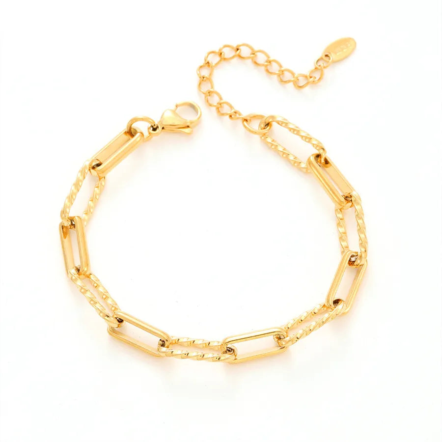 Casual Simple Style Solid Color Titanium Steel 18K Gold Plated Bracelets In Bulk