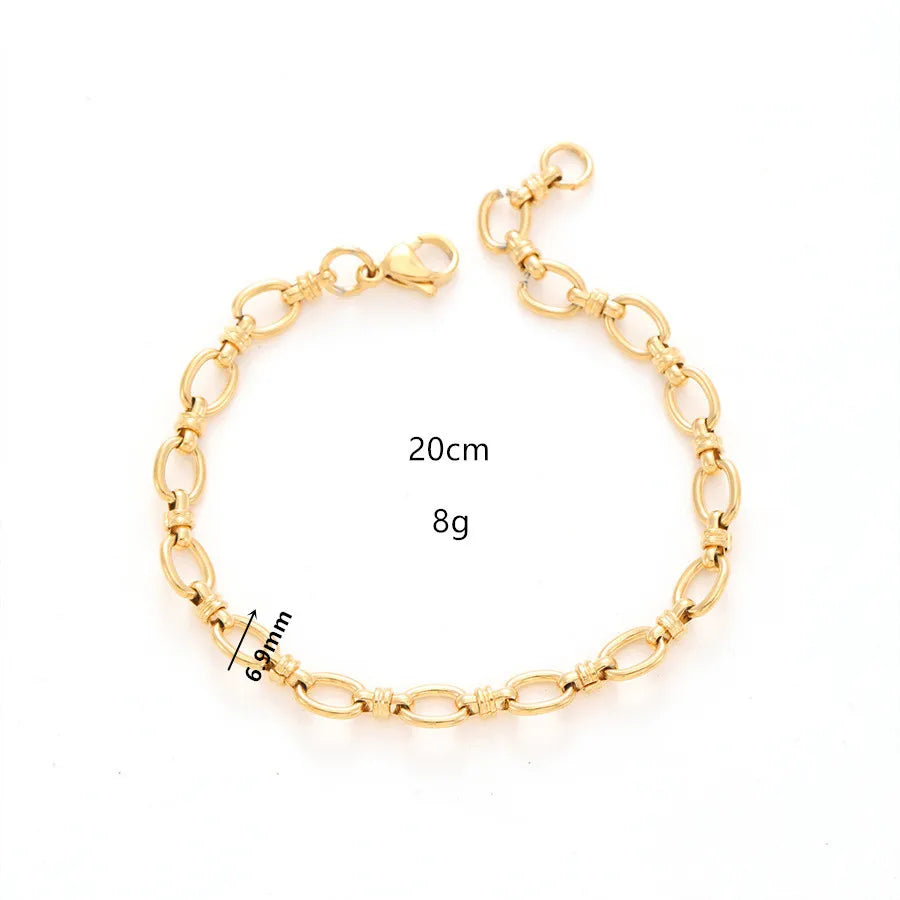 Casual Simple Style Solid Color Titanium Steel 18K Gold Plated Bracelets In Bulk