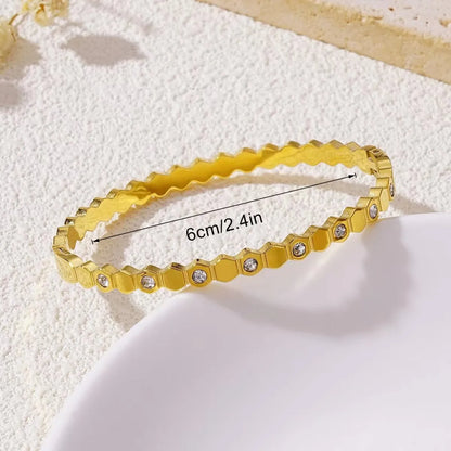 Casual Simple Style Solid Color Titanium Steel 18K Gold Plated Zircon Bangle In Bulk