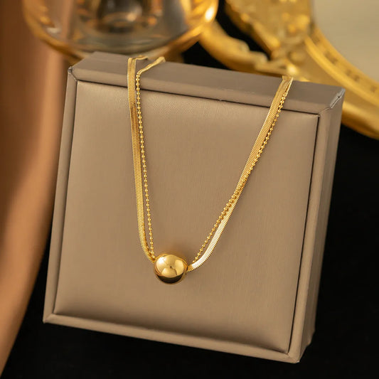 Casual Simple Style Solid Color Titanium Steel Plating 18k Gold Plated Necklace