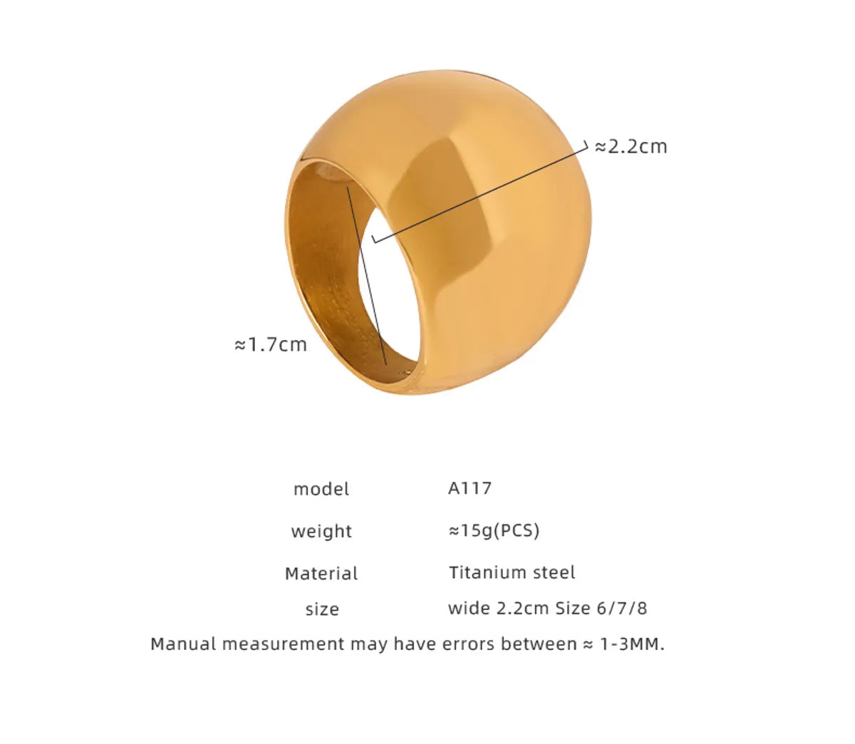 Casual Simple Style Solid Color Titanium Steel Plating 18k Gold Plated Rings