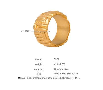 Casual Simple Style Solid Color Titanium Steel Plating 18k Gold Plated Rings