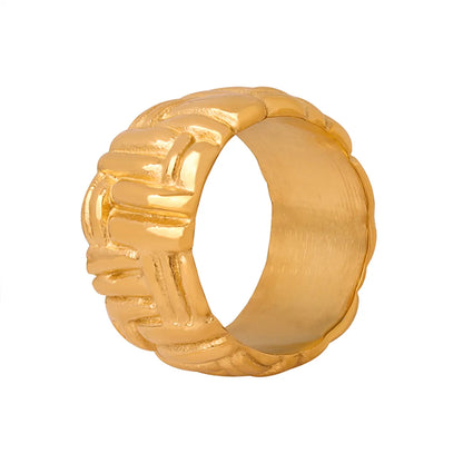 Casual Simple Style Solid Color Titanium Steel Plating 18k Gold Plated Rings