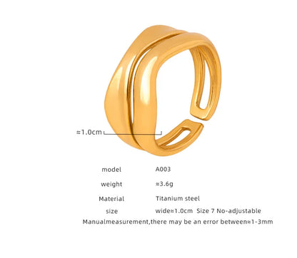 Wholesale Jewelry Casual Simple Style Solid Color Titanium Steel 18K Gold Plated Plating Hollow Out Open Rings