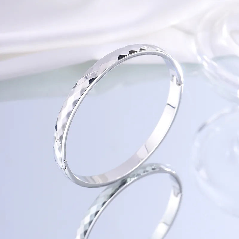 Casual Simple Style Solid Color Titanium Steel Wholesale Bangle