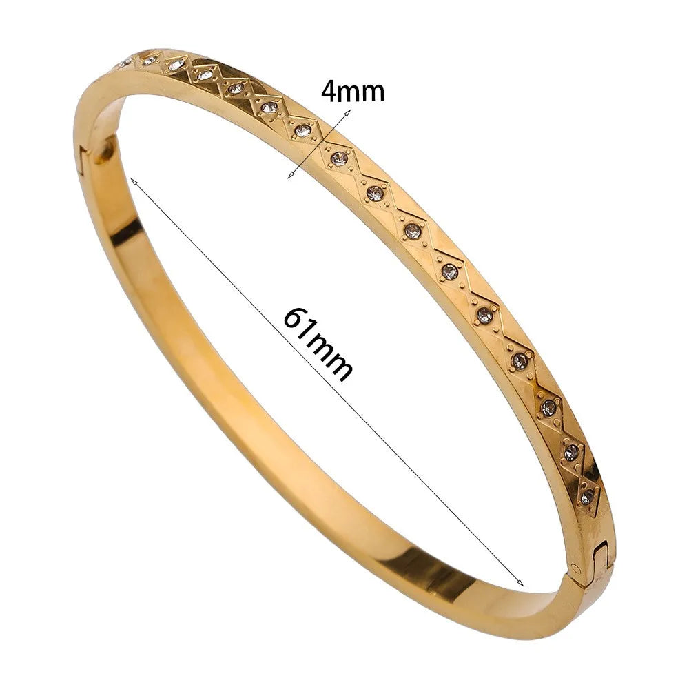 Casual Simple Style Solid Color Titanium Steel Zircon Bangle In Bulk