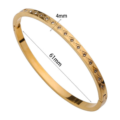 Casual Simple Style Solid Color Titanium Steel Zircon Bangle In Bulk