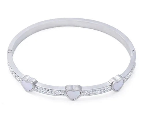 Casual Simple Style Solid Color Titanium Steel Zircon Bangle In Bulk