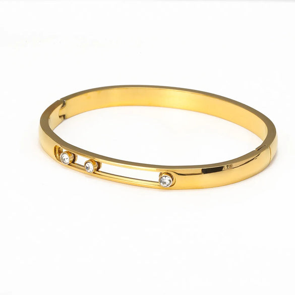 Casual Simple Style Solid Color Titanium Steel Zircon Bangle In Bulk