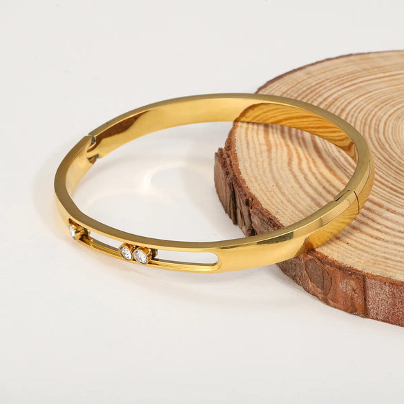 Casual Simple Style Solid Color Titanium Steel Zircon Bangle In Bulk