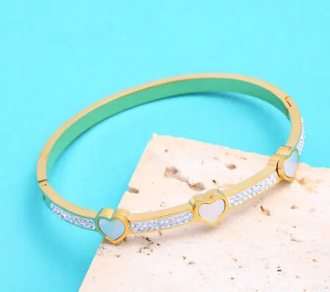 Casual Simple Style Solid Color Titanium Steel Zircon Bangle In Bulk