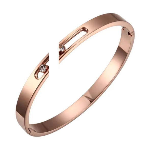 Casual Simple Style Solid Color Titanium Steel Zircon Bangle In Bulk