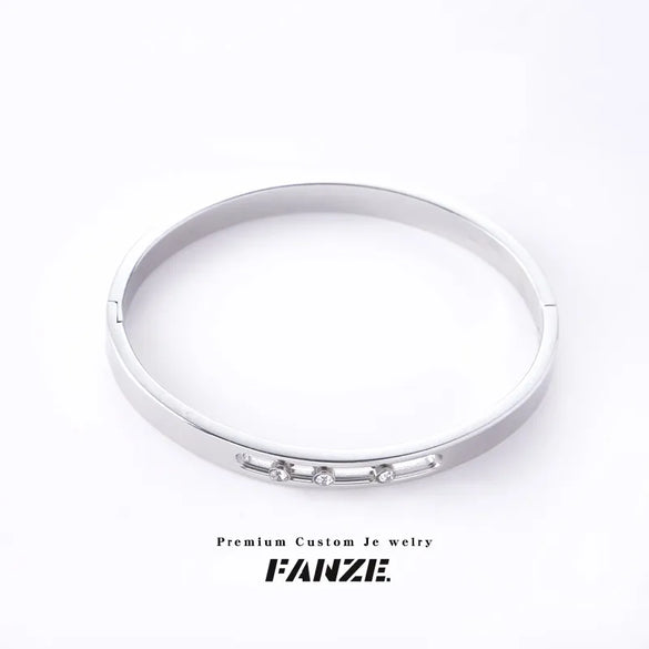 Casual Simple Style Solid Color Titanium Steel Zircon Bangle In Bulk