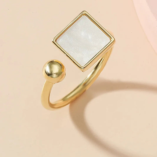 Zinc Alloy Gold Plated Casual Simple Style Inlay Square Acrylic Open Rings